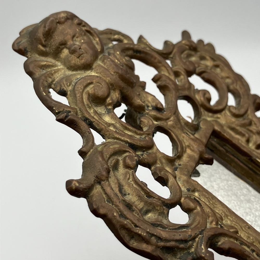 Vtg Candle Sconce / Brass With Mirror / 2 Arms / 1940s / Swedish Rococo Revival - Picture 10 of 16